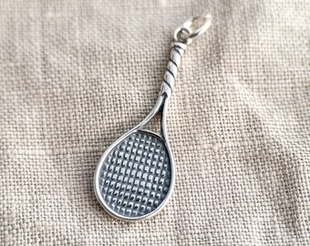 Tennis Racquet Pendant in Solid Sterling Silver, Sports and Fitness Themed Fine Jewelry Charms - Timeless, Sustainable, @JewelryOnRepeat