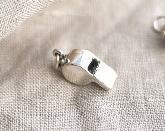 Whistle Pendant in Solid Sterling Silver, Sports and Fitness Themed Fine Jewelry Charms - Timeless, Sustainable, @JewelryOnRepeat