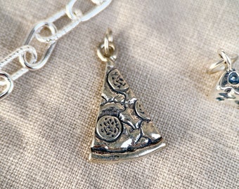 Pizza Pendant in Solid Sterling Silver, Miniature Food Themed Fine Jewelry Charms - Timeless, Sustainable, @JewelryOnRepeat