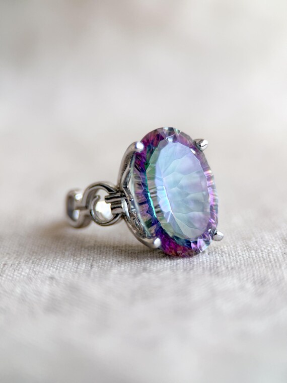 Vintage Sterling Silver Gemstone Statement Ring -… - image 3