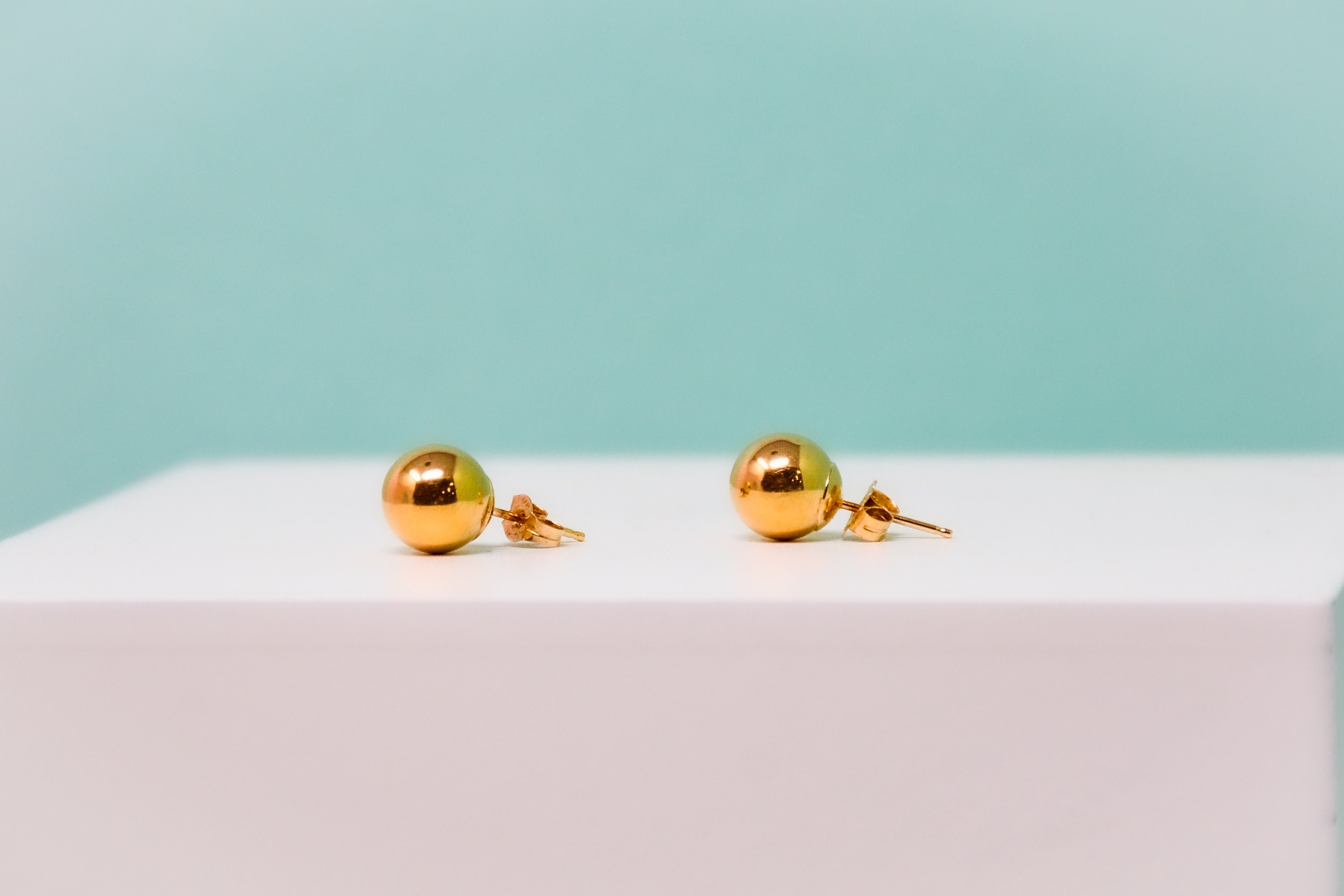 Gold Stud Earrings 14k Gold Classic Bead Stud Earrings Etsy UK