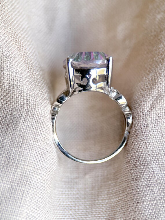 Vintage Sterling Silver Gemstone Statement Ring -… - image 6