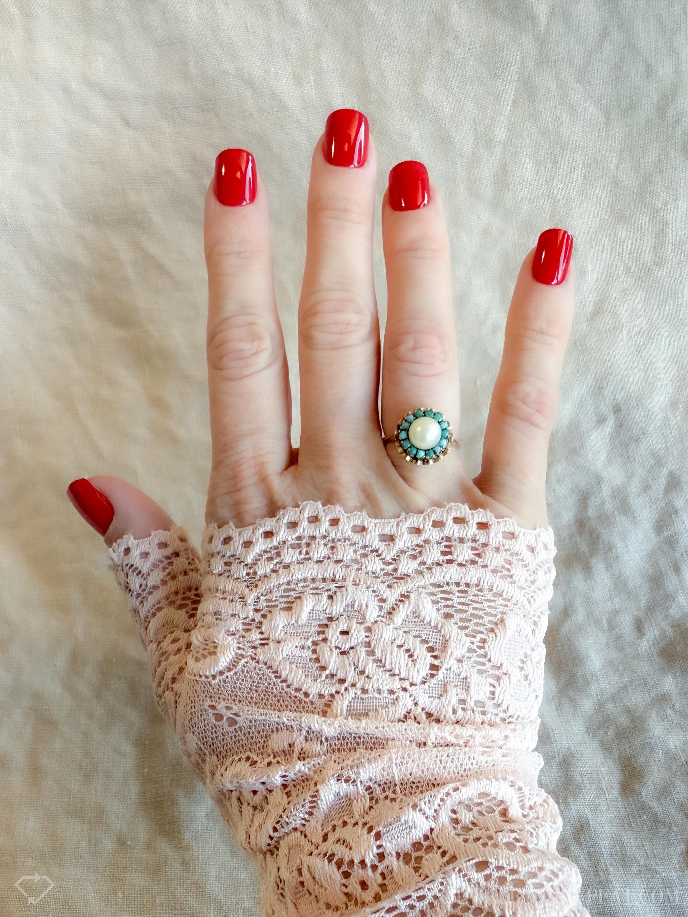 アクセサリー vintage turquoise K18 ring Victorian 14k Yellow Gold Turquoise Harem Ring | Five Band