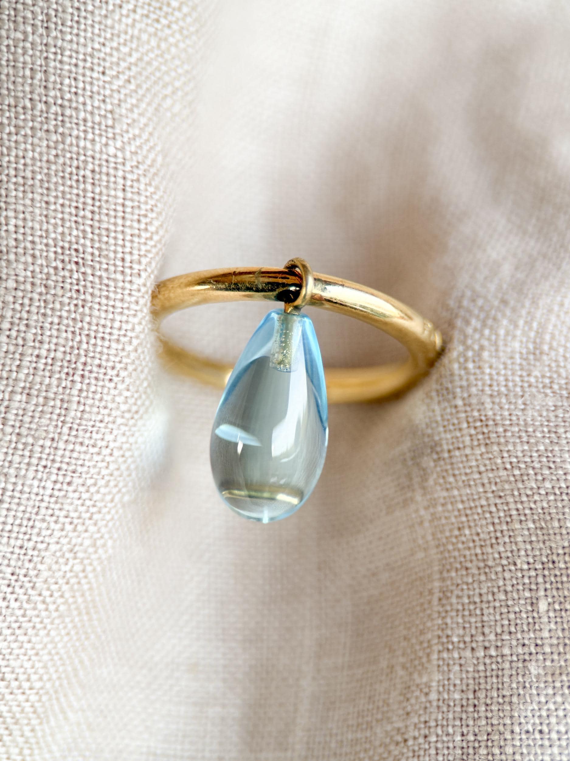 Vintage 1990s Topaz Drop Gemstone Ring in 18k Gold - Timeless ...