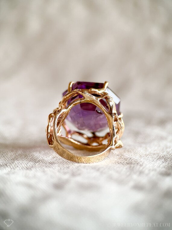 Vintage Amethyst Gemstone Ring in 14k Gold, Antiq… - image 6
