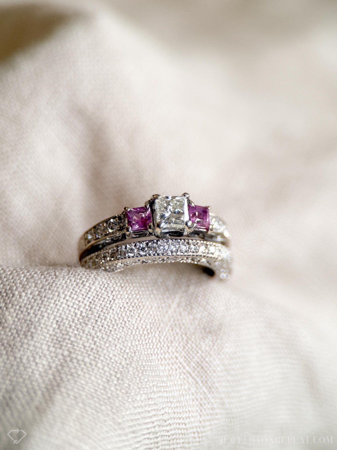 Vintage 1990s Diamond Bridal Set, Engagement & Wedding Rings - Timeless ...