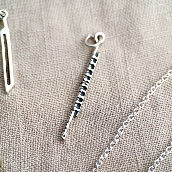 Sterling Silver Flute Charm Pendant, Music Themed Minimalist Jewelry, Gift for Her