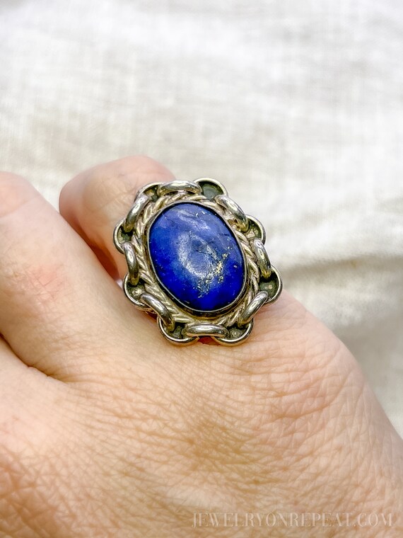 Vintage Lapis Lazuli Gemstone Ring in Sterling Si… - image 3