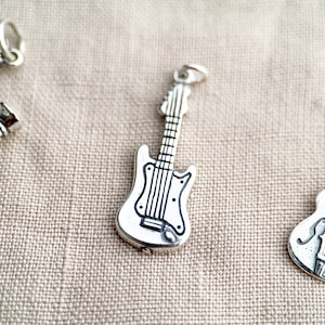 Electric Guitar Pendant in Solid Sterling Silver, Musical Instrument Themed Fine Jewelry Charms - Timeless, Sustainable, @JewelryOnRepeat