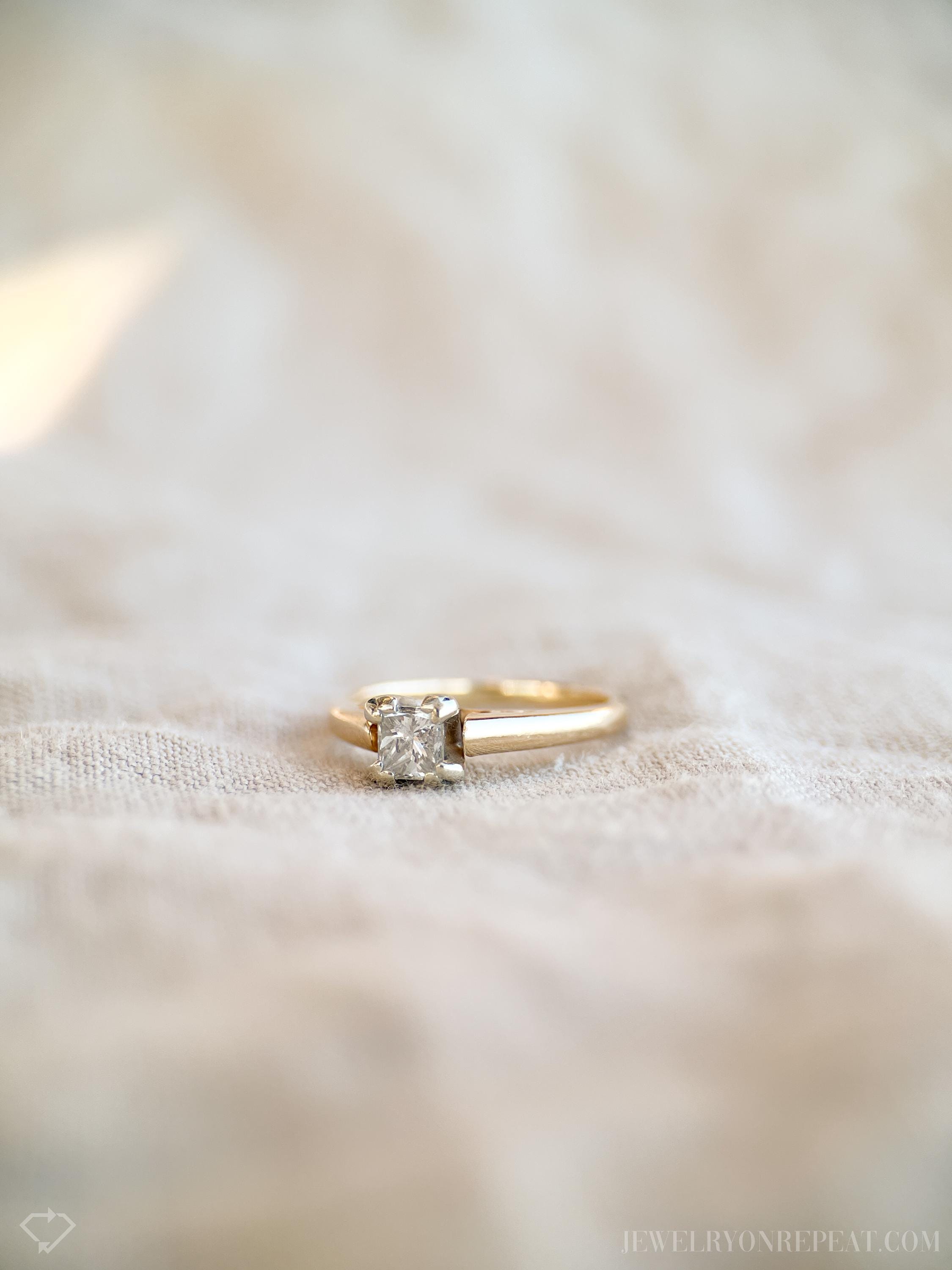 Vintage Diamond Engagement Ring, Princess Cut, 14k Gold, 1990s ...