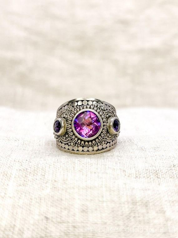 Vintage Mystic Topaz Gemstone Ring in Sterling Si… - image 1