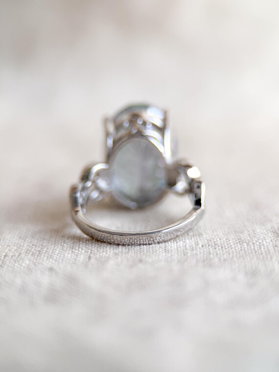 Vintage Sterling Silver Gemstone Statement Ring -… - image 5