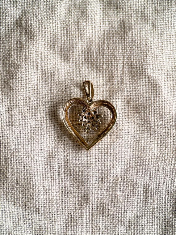 Vintage Diamond Heart Pendant in 10k Gold, Antiqu… - image 6