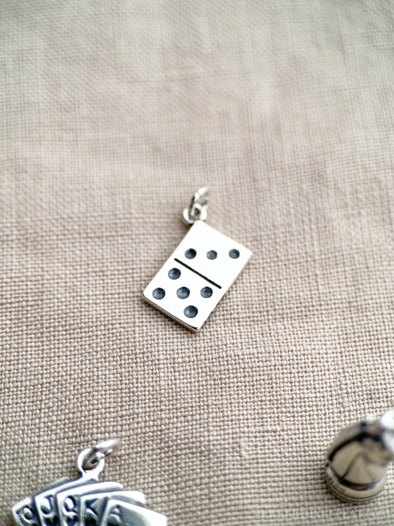 Domino Pendant in Solid Sterling Silver, Game Themed Fine Jewelry Charms Timeless, Sustainable, JewelryOnRepeat image 1