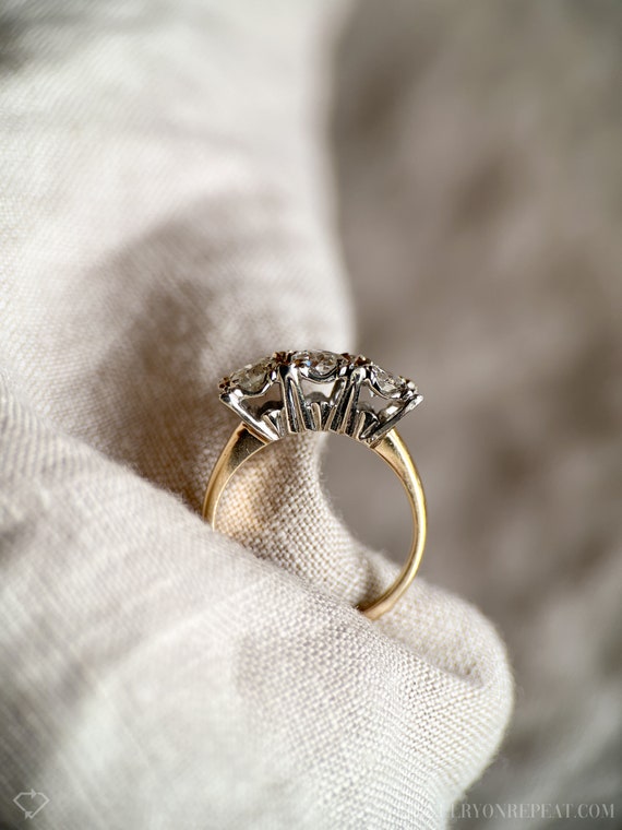 Vintage Diamond Three Stone Engagement Ring in 14… - image 7