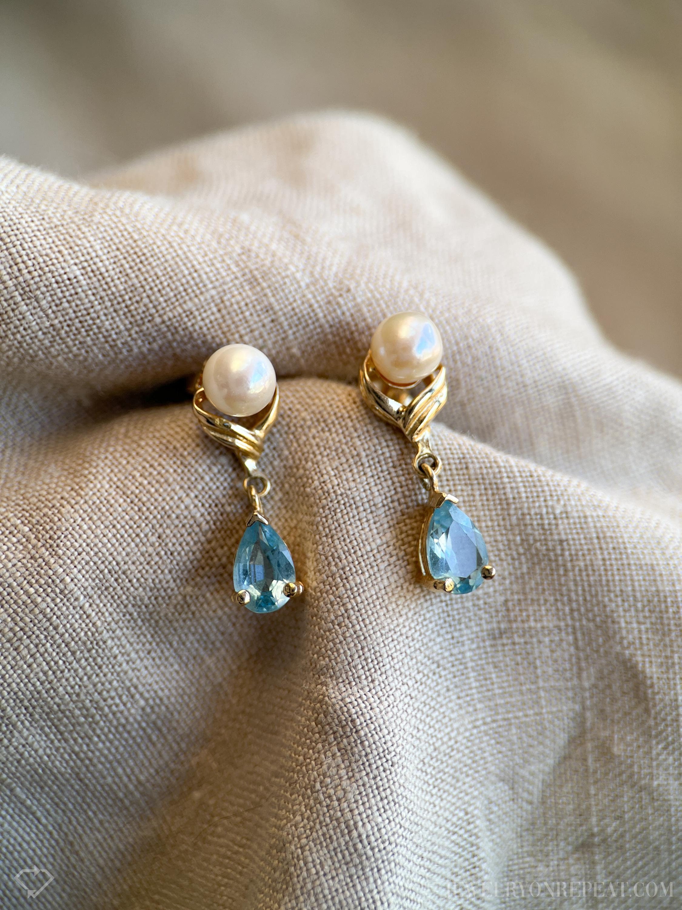 Pearl and topaz earrings discount