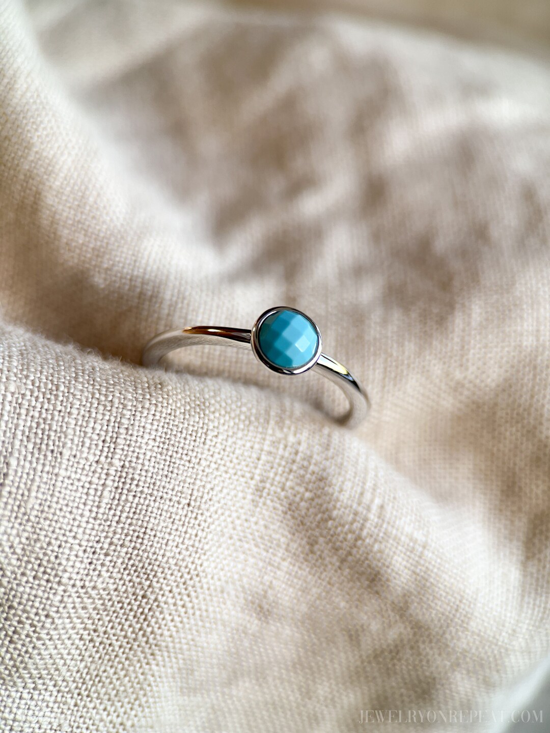 Bague pierre gemme turquoise bleue en argent sterling