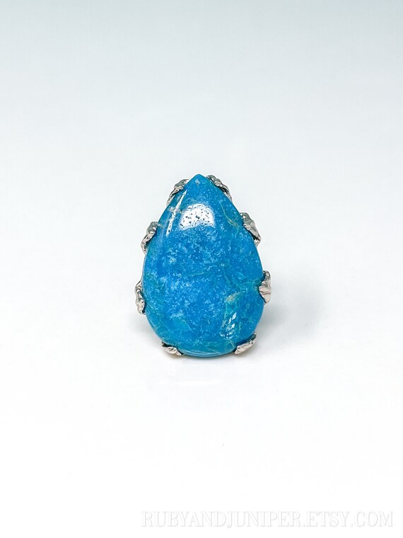 Vintage Chrysocolla Gemstone Ring in Sterling Sil… - image 4