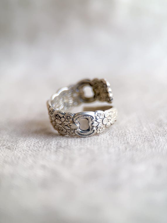 Vintage Sterling Silver Spoon Statement Ring - Ti… - image 5