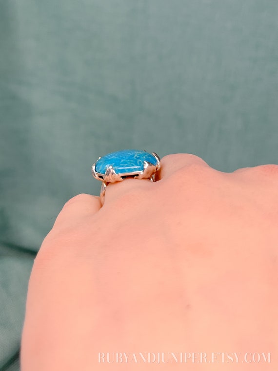 Vintage Chrysocolla Gemstone Ring in Sterling Sil… - image 8