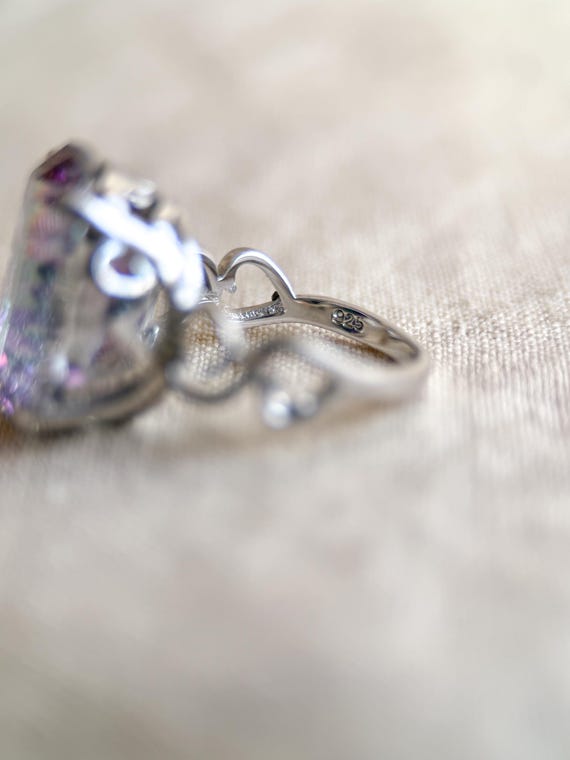 Vintage Sterling Silver Gemstone Statement Ring -… - image 8