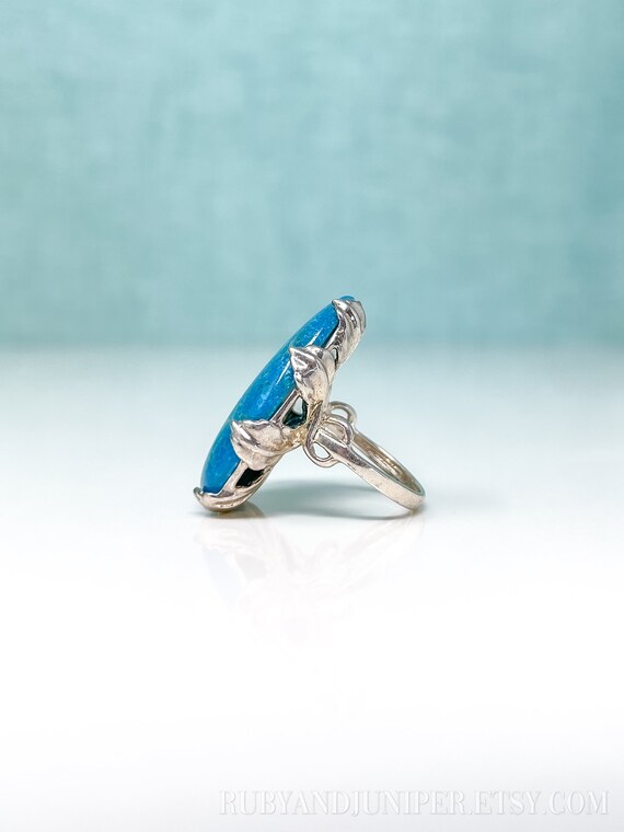 Vintage Chrysocolla Gemstone Ring in Sterling Sil… - image 5