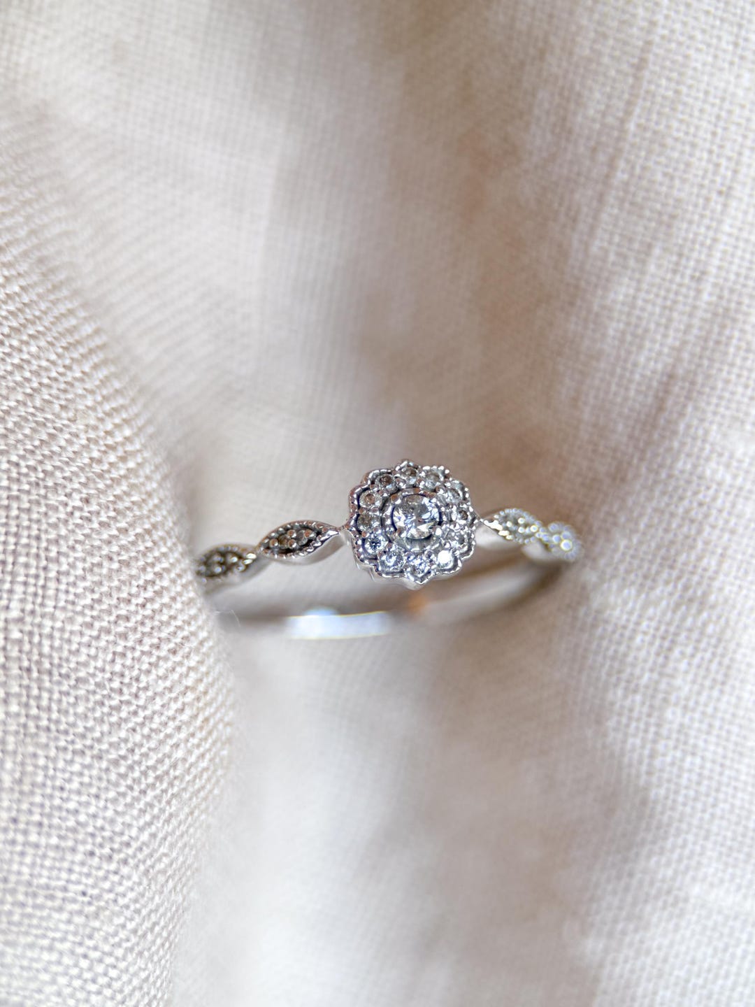 Vintage 2000s Diamond Halo Engagement Ring, 10k White Gold - Timeless ...
