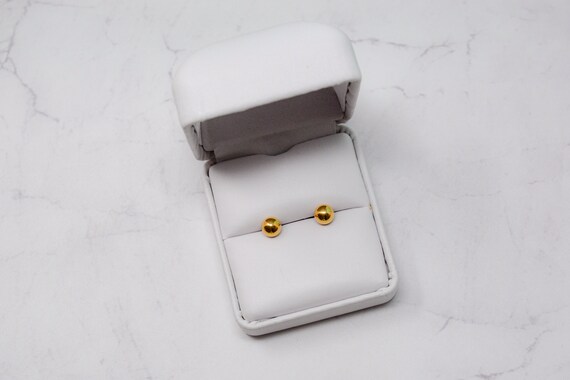 Vintage Gold Bead Stud Earrings in 14k Gold, Vint… - image 4