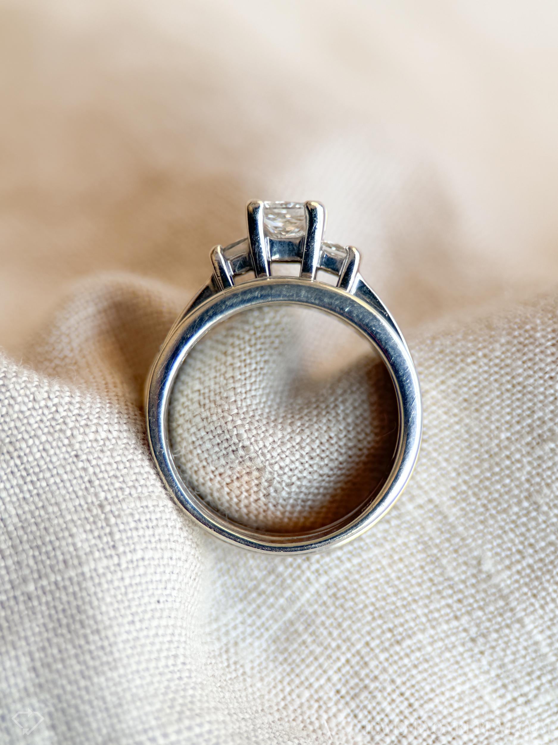 Vintage Diamond Engagement & Wedding Rings, Princess Cut, 14k White ...