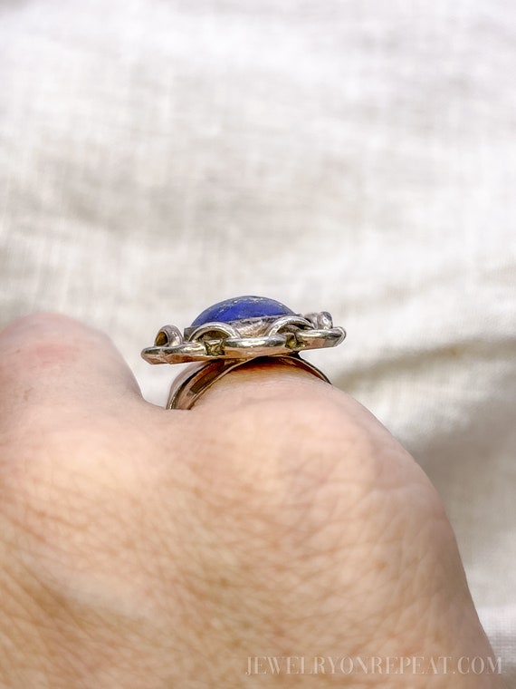 Vintage Lapis Lazuli Gemstone Ring in Sterling Si… - image 7