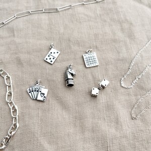 Domino Pendant in Solid Sterling Silver, Game Themed Fine Jewelry Charms Timeless, Sustainable, JewelryOnRepeat image 3