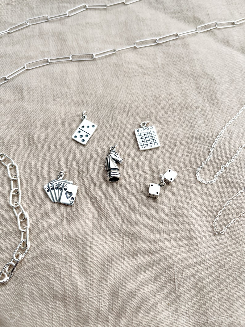Domino Pendant in Solid Sterling Silver, Game Themed Fine Jewelry Charms Timeless, Sustainable, JewelryOnRepeat image 3