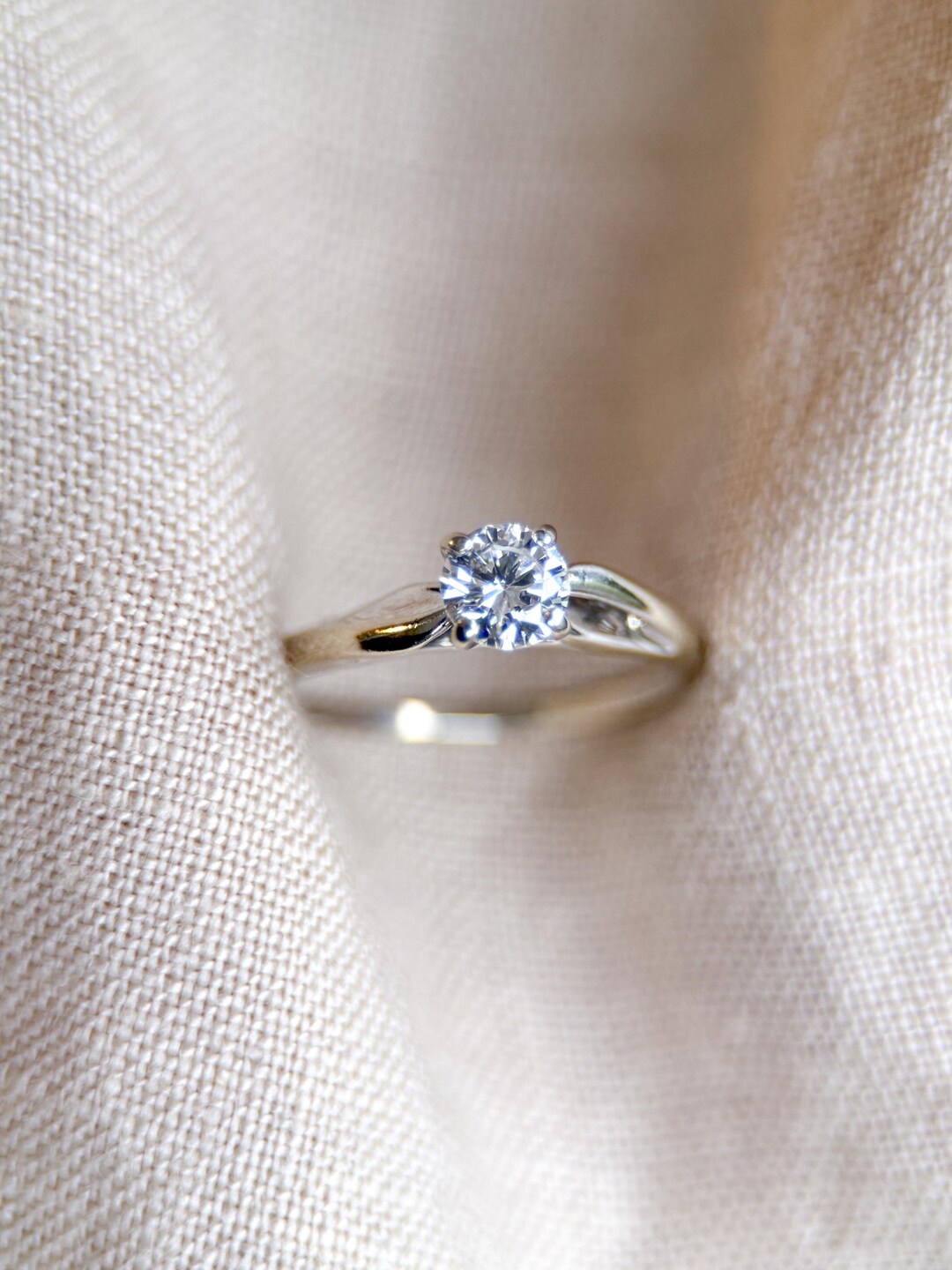 Vintage Diamond Engagement Ring, Round Cut, 14k White Gold, 2000s ...
