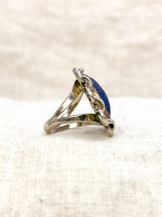 Vintage Lapis Lazuli Gemstone Ring in Sterling Si… - image 5