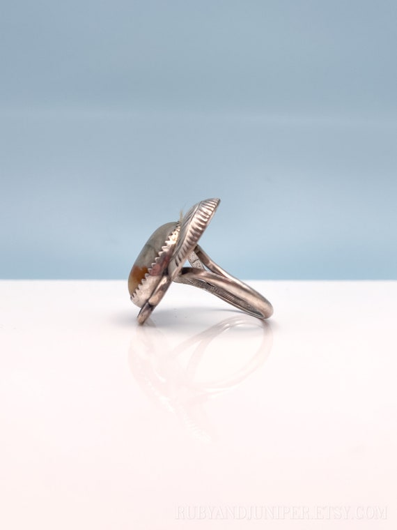 Vintage Jasper Gemstone Ring in Sterling Silver, … - image 6