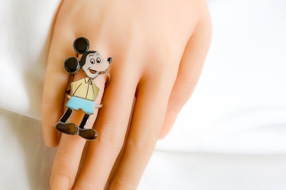Vintage Mickey Zunitoon Gemstone Mouse Ring in St… - image 4