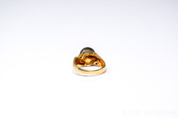 Vintage Black Pearl Ring in 14k Gold, Retro Jewel… - image 4