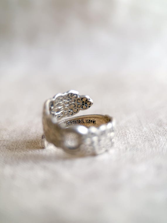 Vintage Sterling Silver Spoon Statement Ring - Ti… - image 9