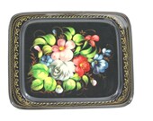 Large Black Floral Serving Tray
