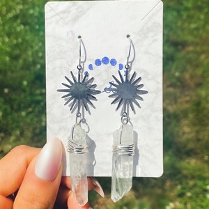 Celestial Sun Quartz Dangle Earrings