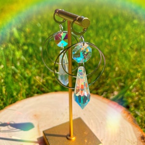 Crystal Rainbow Suncatcher Hoop Earrings