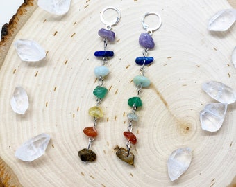 Seven Chakras Crystal Gemstone Drop Earrings