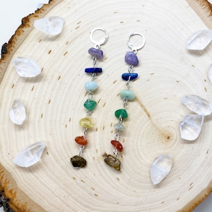 Seven Chakras Crystal Gemstone Drop Earrings