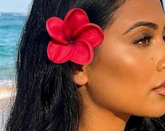 Red Plumeria Hair Clip