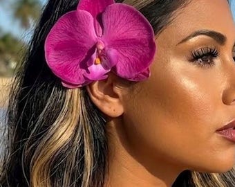Magenta Orchid Flower Hair Clip
