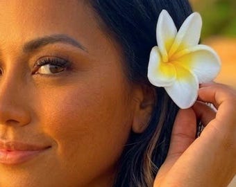 White Plumeria Hair Clip