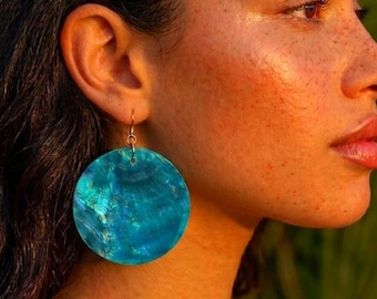 Ocean Iridescent Disc Earrings