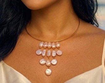 Luminous Pearl Chandelier Choker Necklace