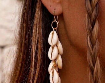 Natural Cowrie Shell Dangle Earrings