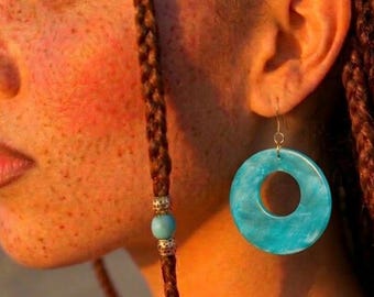 Iridescent Turquoise Donut Dangle Earrings
